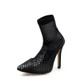 2019 Fashion Shoes Sexy Price Cheaper Black Color Transparent PVC with Mesh High Heels Woman Sandals